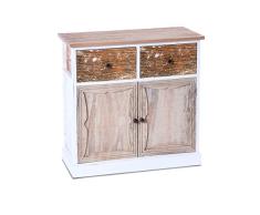 ts-ideen Gabinete Aparador Cajonera Estilo Country Acabado Shabby 2 cajones y Doble Puerta