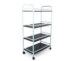 Carro de almacenamiento de malla de metal con ruedas de bloqueo para oficina en casa, cocina, 60 cm de largo x 32 cm de ancho x 100 cm de alto. negro