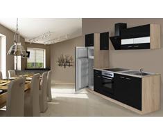 respekta Cocina Completa, 270 cm, Roble, Incluye Nevera, congelador y vitrocerámica, Color Negro