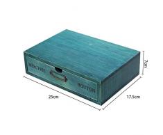 Cajones de Almacenamiento de Madera Retro, Aesy Gabinete de Escritorio para la Joyería Organización Cosmética 1/2 / 3-Capa Cajones (1 Cajónes, Azul)