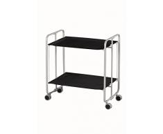 Carrito de té - Camarera plegable. Armazón metálico color gris - varios colores de bandejas disponibles (Negro)
