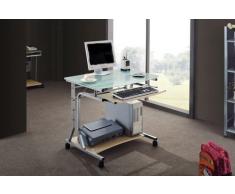 SixBros. Mesa de ordenador enrollable Vidrio/Arce - CT-3791A/41 - Vidrio opalino - Estructura metal - MDF Arce