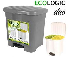 BG Spazio Cubo de Basura Papelera Duo clasificador 46 litros ecologic 2 en 1 (Gris)