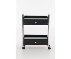 CLP Carrito de Servicio Luxus de 2 Niveles I Carro Multiusos con 2 Cajones y 2 Estantes I Carrito Auxiliar con Ruedas I Carrito con Ruedas Multiusos I Color: Negro