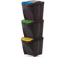 Prosperplast - Cubo de basura con compartimentos, 3 x 20 l, color gris