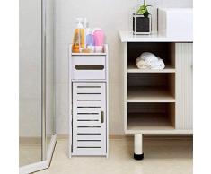 Mueble Columna de Baño, Gabinete de Almacenamiento de Baño, Estante de Almacenamiento Organizador, Mueble de baño Multicapa para Ahorrar Espacio, Blanco (22” x 8.6” x 7.5”)