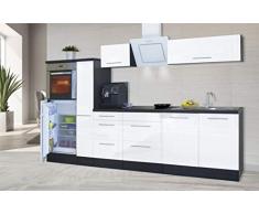 respekta Cocina Pequeña Cocina Bloque de Cocina Cocina Amueblada y Equipada Alto Brillo 310 cm Roble - Blanco, 280 cm
