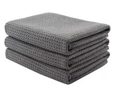 Aniease Toallas de Secado de Platos Microfibra, Toalla de Cocina súper Absorbente, Secado rápido, paños de Cocina, Juego de 3 paños de Limpieza, Gris, 40 cm x 60 cm