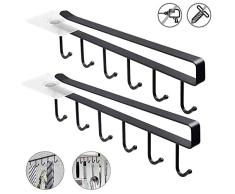 RMENOOR 4pcs Soportes para Tazas Colgador para Tazas Colgador de Cocina para 6 Tazas Ganchos para Tazas Almacenamiento de Cocina con 2 Piezas de Ganchos Ideal para Colgar Tazas, Utensilios de Cocina
