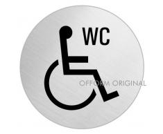 OFFORM Señal pictograma en acero inox Ø 75mm No. 8477 "Baño silla de ruedas"