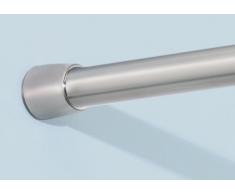 iDesign Barra para cortinas de ducha, soporte para cortinas de baÃ±o de tamaÃ±o corto y de acero, barra telescÃ³pica extensible para instalar sin taladro, plateado mate