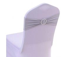 Xiang Ru - Funda elástica para Silla con Hebilla, Lazos para Fiestas, Bodas y Eventos, sintético, Plateado, 30 PCS 14CM (11.5")* 36CM (14.18")