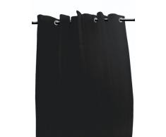 Soleil d'ocre - Cortina con anillas integradas (poliéster, 140 x 240 m), color negro
