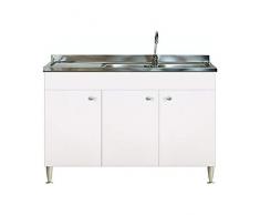 Arredobagnoecucine Mueble de Cocina de 3 Puertas Completo de Fregadero INOX 120 Fregadero Modular