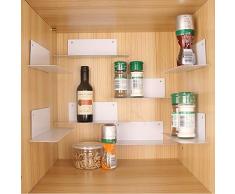 BasicForm Especiero Organizador Apilable, 2 Opciones de Instalación Bandas/Tornillos, Estantes de Metal para el Gabinete de la Cocina (Paquete de 8 Blanco)