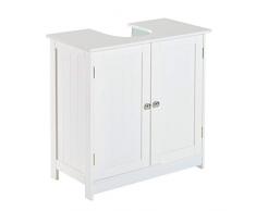 HOMCOM Armario para Debajo del Lavabo o Fregadero Tipo Gabinete de Almacenaje de Madera Blanca 60x30x60cm