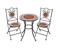TecTake 401637 - Conjunto de Muebles de jardín Mosaico Mesa con sillas terraza Metal cerámica