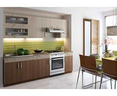 Muebles de Cocina Completa, 240 cms, Color Roble y Canela, Modulos cocinas ref-20