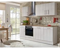 respekta Cocina Cocina Pequeña Bloque de Cocina Cocina Cocina Amueblada y Equipada Cocina Totalmente Equipada 220 cm en Blanco