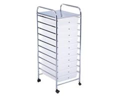 COSTWAY Carrito Multiuso con Ruedas y 10 Cajones Carro Auxiliar Servicio para Cocina Baño Restaurante Almacenaje (Color Transparente)