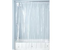 iDesign Cortinas de baño de tela, cortina impermeable de poliéster de 180,0 cm x 200,0 cm, cortina de ducha resistente al moho con 12 ojales de metal, transparente