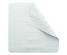 aztex Alfombra De Baño o Ducha con Clips De Ventosa, Vinilo - Alfombra de Ducha, Blanco