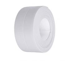 Kissral Cinta Selladora Resistente al Agua Cinta Impermeable para Baño Cinta Selladora Bañera a Prueba de Humedad Anti-Moho para Esquina de la Pared Cocina Lavabo Cinta Autoadhesiva de PVC Blanco