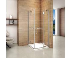 Mamparas Cabina de Ducha cristal 8mm Puerta Abatible de Baño 80x120x190cm