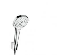 Hansgrohe 26413400 Croma Select E 110 Vario ducha de mano con soporte y flexo, 3 tipos de chorro, blanco/cromo