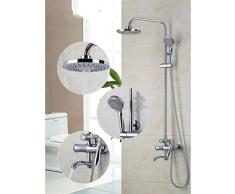L-YINGZON Ducha Systems, Bañera de latón Cromado baño de Bolsillo sostenedor del jabón de Ducha Puerta corrediza de Juego de 8 Pulgadas Cabezal de Ducha Ducha de Lluvia Mejoras para el hogar