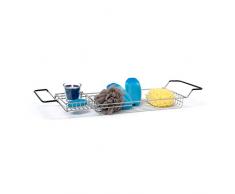 Relaxdays - Bandeja baño extraibles, Medidas: 8.5 x 85 x 20 cm, Peso: 0.7 Kg, Hierro Cromado