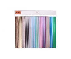 MercuryTextil P69 Cortina Puerta PVC 210x90cm Transparente+Filo Rosa