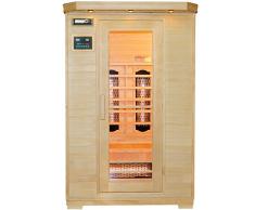 Cabina de infrarrojos Oslo con emisores en todo el espectro de cerámica y madera de cicuta, sauna de infrarrojos para 2 personas
