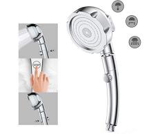 Alcachofa Ducha,Ducha De Mano Con Interruptor De Pausa De Encendido/Apagado 3 Configuraciones De Ducha, Ahorro De Agua De Alta Presión Giratorio De 360 °, Accesorios Universales Para Baño