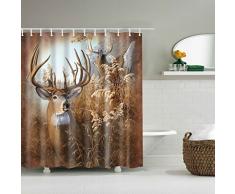 Jiamins Ciervo plástico Baño Cortina de Ducha Baño Rústico Caza Cabina Home Decor 71