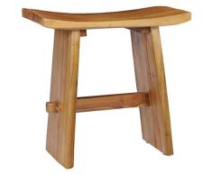 vidaXL Teca Taburete Bajo Madera Maciza Asiento Ergonómico Banqueta Diseño Oriental Rústica Mesita Noche Mesilla Banquito Baño Jardín Salón Marrón
