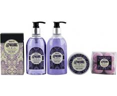 BRUBAKER Lavender Vanille Love Set de regalo de baño con bañera negro, 8 piezas