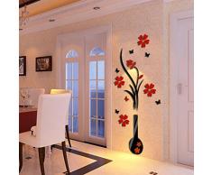 Pegatinas Pared, Pegatina Decorativas Pared Papel Tapiz DIY Flor del florero del árbol de Cristal Arcylic 3D Pegatinas de Pared calcomanía decoración para hogar decoración habitación
