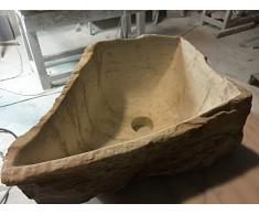 LAVABO MODELO YUKI. Lavabo de piedra color crema amarillento.Medidas 40x27x18 cm. Exterior natural.interior pulido.Entrega a pie de calle.