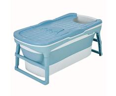 WUZMING Adulto Portátil Bañera Plegable, con Cubierta Aislamiento Bañera De Hidromasaje, Plegable Uso Doméstico Bañera Independiente, 2 Tamaños (Color : Blue, Size : 125x58x52cm)
