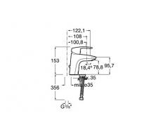 Roca A5A3198C00 Colección Monodin-N, Mezclador Lavabo con Tragacadenilla, Cold Start, Cromado