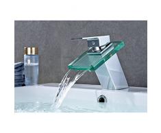 Auralum® Grifo de Lavabo de Vidrio Grifo Cascada Cuenca Grifo de Cromo