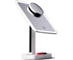 Fancii Espejo Maquillaje con Luz LED y 3 Modos de Luz Ajustables, Aumento de 1x y 15x - Elige Entre Iluminación Natural, Neutral y Cálida (Aura)