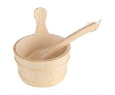 Cubo de Madera para Sauna, baño Cubo de Madera Natural + Juego de cucharas para Sauna SPA Accesorios de baño Cubo de Agua de Madera