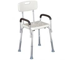 HOMCOM Silla de Ducha Altura Regulable con Respaldo y Apoyabrazos aguanta hasta 135 Kg