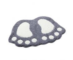 Shanna - Alfombrilla de baño antideslizante, para baño o ducha, alfombra de suelo absorbente, para sala de estar, sofá, cojín, poliéster, Gris, 40 x 60 cm