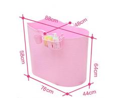 TangMengYun Tina de baño Adulta plástica Verde Gruesa, Media Tina de baño Plegable con Rosa de la Tapa