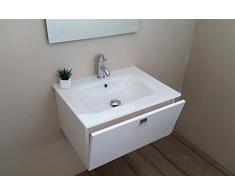 Bathroomitalstyle Armario con Cristal Lavabo OPTI White cm 60