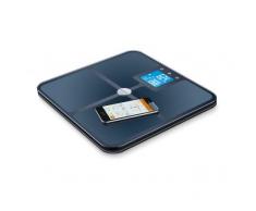 Beurer BF 950 Báscula de baño corporal diagnóstica Bluetooth, compatible con la App en español Health Manager, gran plataforma, apto embarazadas, hora y temperatura, Android y iOs, negro