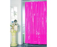 MSV 141047 - Cortina de Ducha (poliéster y plástico, 180 x 200 x 0,1 cm, 12 Anillas), diseño de gráfico, Color Fucsia